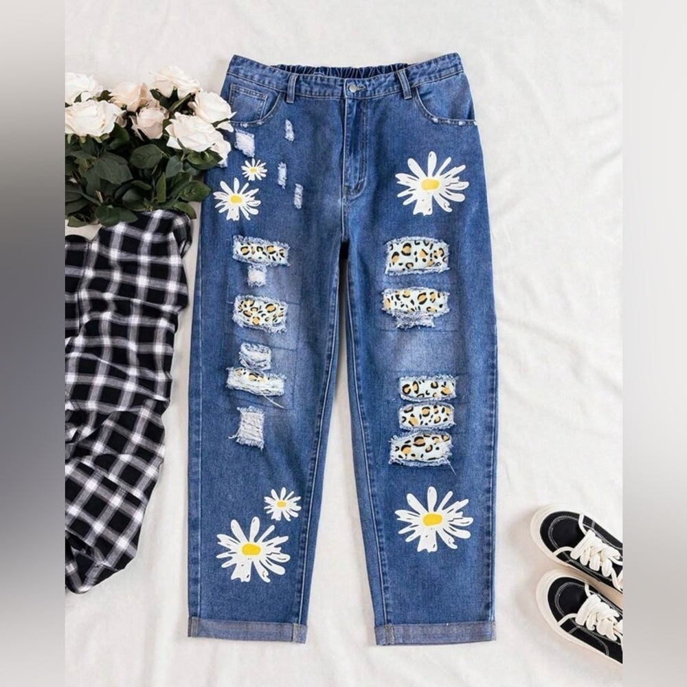 Floral Blue Jeans